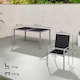 image 5 of Outsunny 7 Piece Garden Dining Set, Outdoor Table and 6 Stackable Chairs, Steel Frame, Tempered Glass Top Table, Mesh Seats, Black