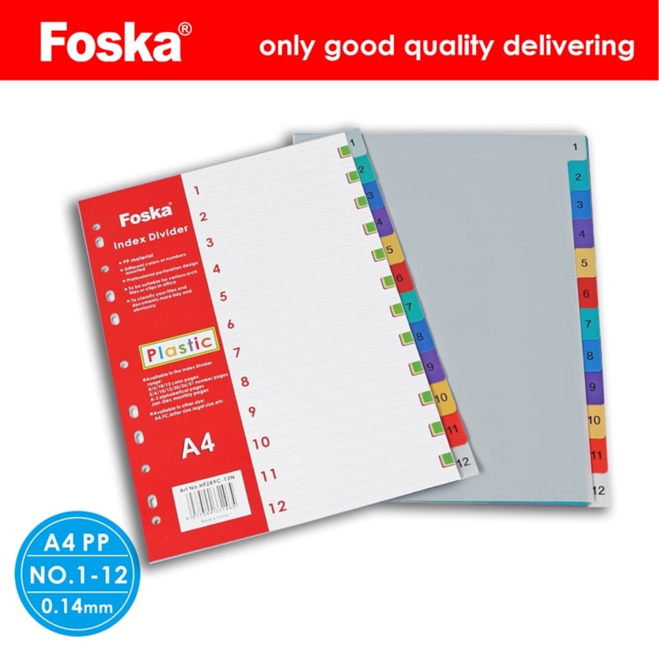 image 1 of 12 Part A4 PP Coloured Index Filing Dividers