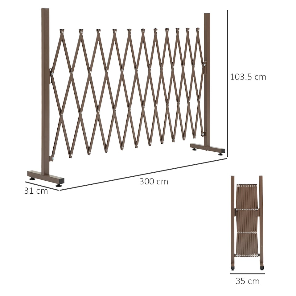 image 1 of Outsunny Aluminum Alloy Movable Fence Foldable Garden Screen Panel, Dark Brown