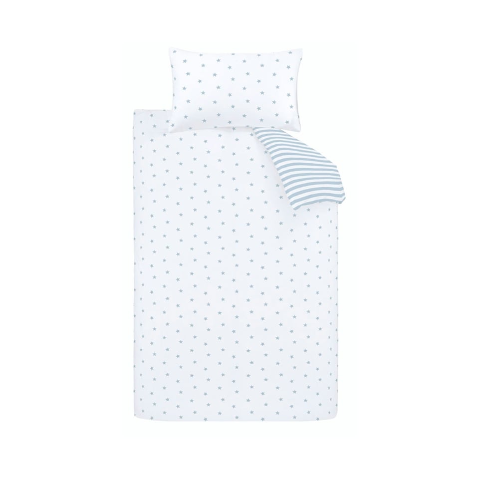 image 1 of Bianca Mini Star & Stripes Reversible Cotton Duvet Cover Set Blue | Blue | Toddler