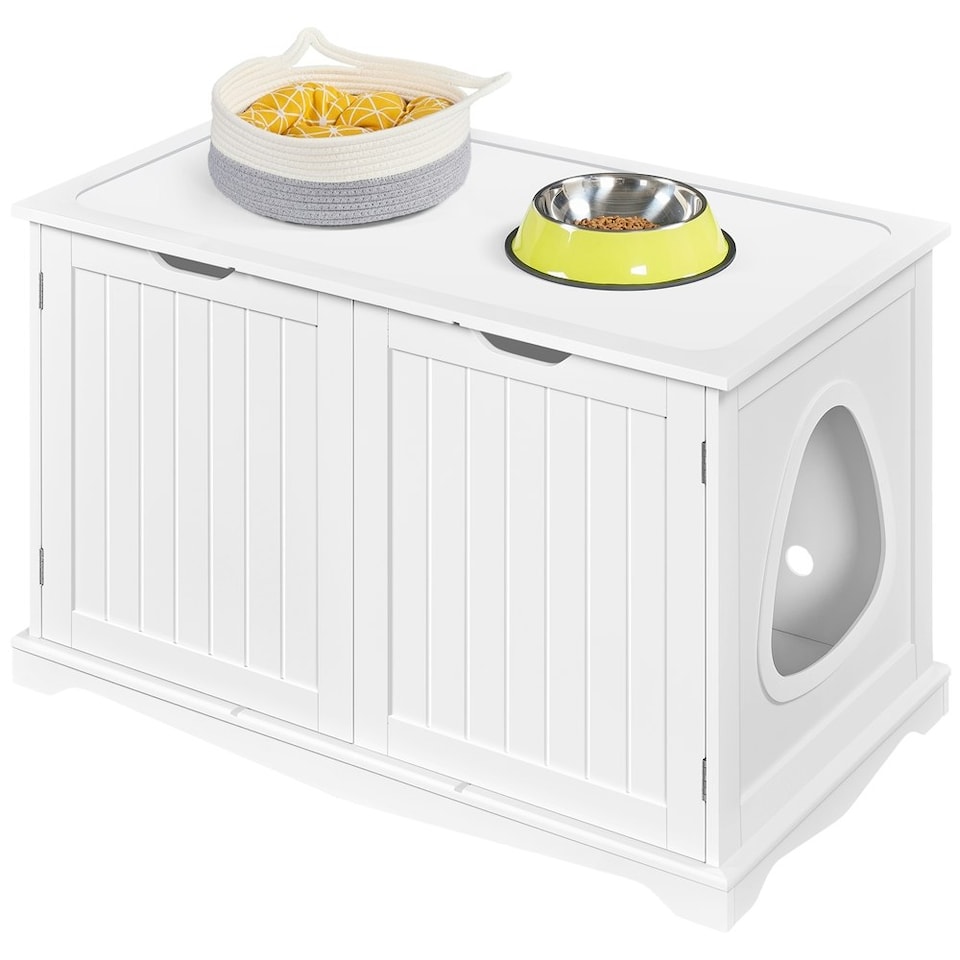image 1 of Yaheetech Hidden Cat Litter Box Furniture White | One Size