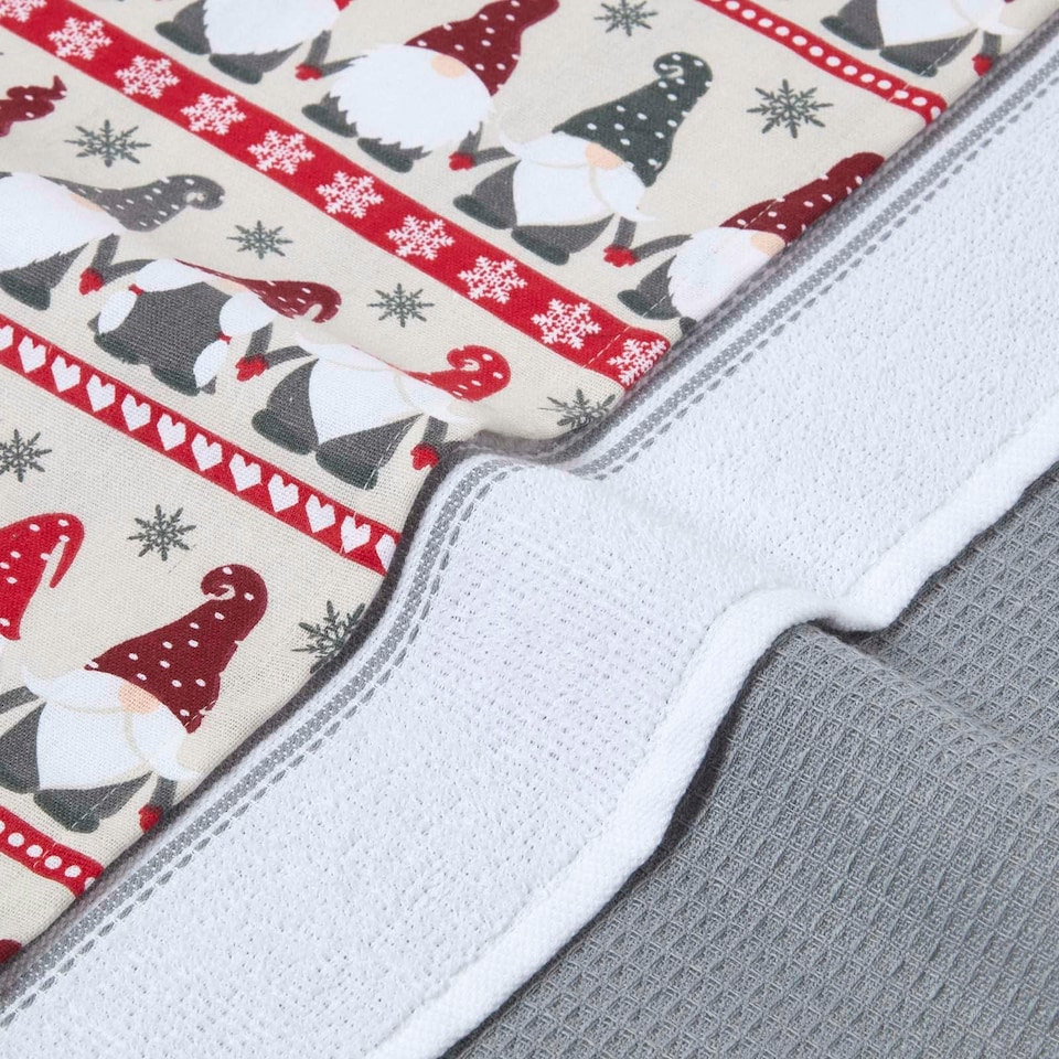 image 1 of Homescapes Gonk Christmas Tea Towels Set of 3