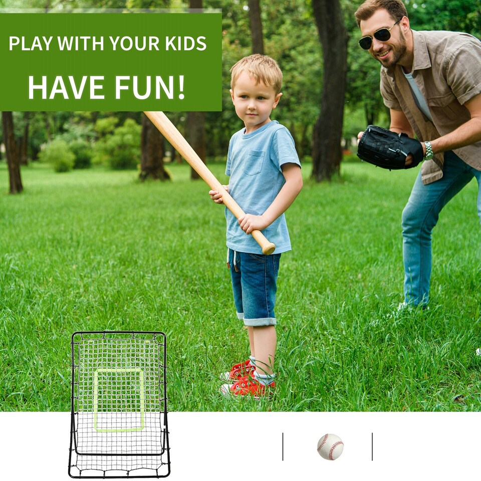 image 1 of HOMCOM Rebounder Net Target Ball Kickback Baseball Training Equipment Play