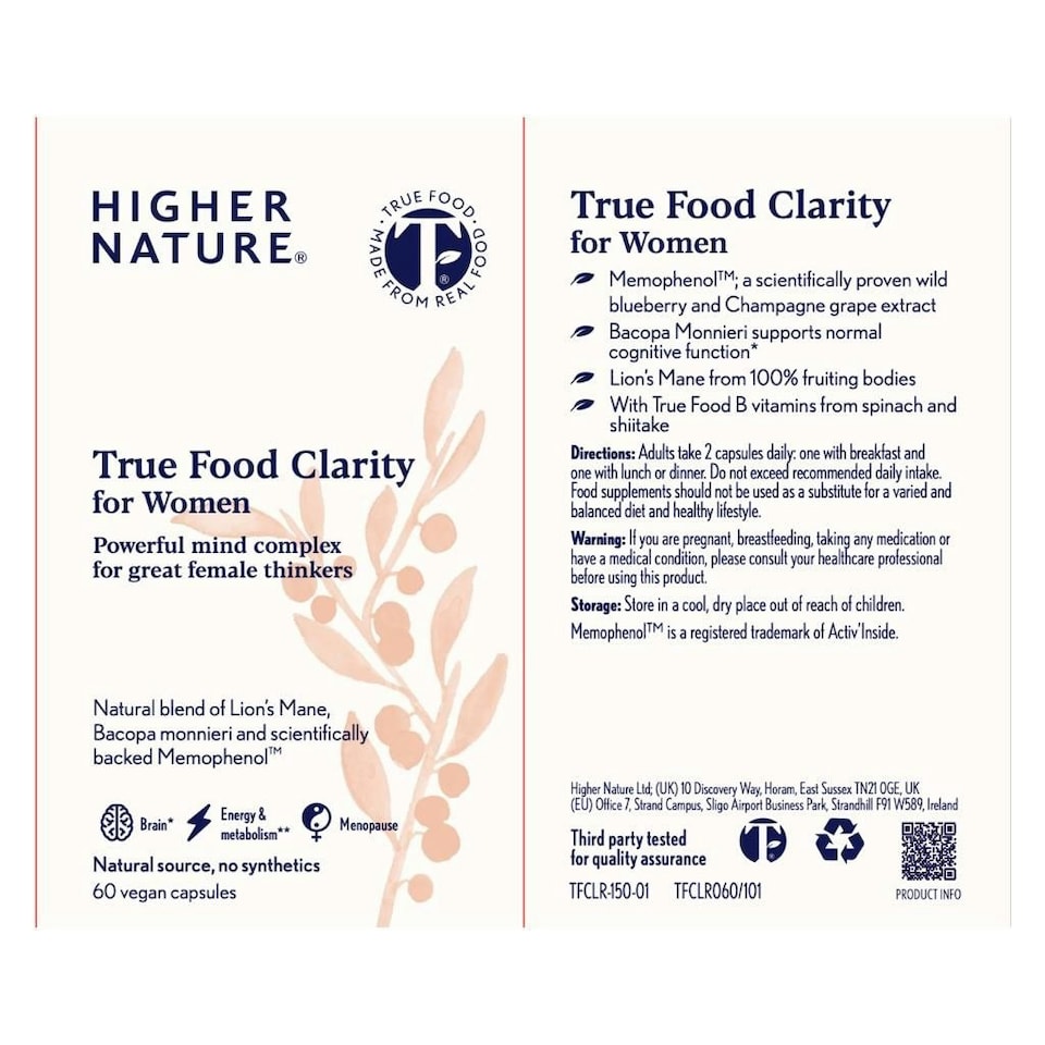 image 1 of Higher Nature True Food Clarity for Women Capsules 60