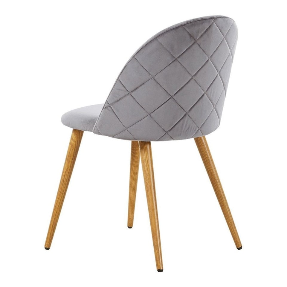 image 1 of Set of 2 Lucia Ergonomic Velvet Dining Chairs with Wooden Legs, Modern Upholstered Accent Chair | Grey