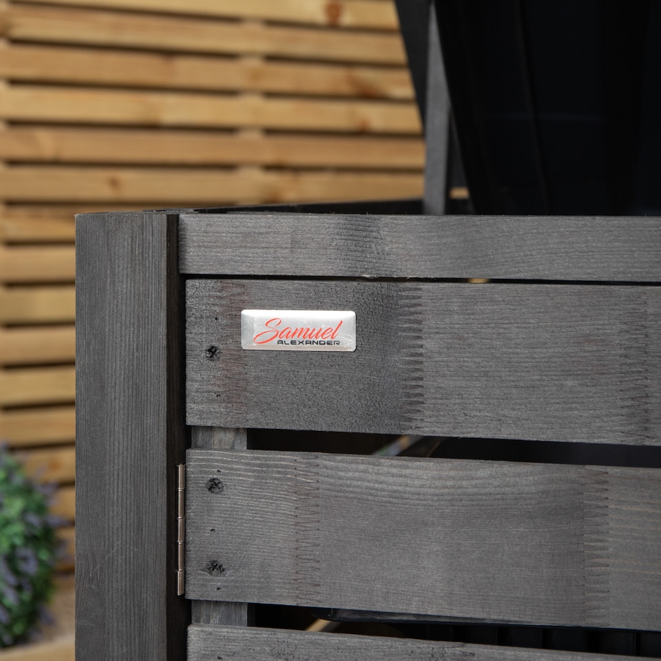 image 1 of 2.15m x 1.16m Outdoor Wooden Garden Triple Wheelie Bin Store Storage for 3 Bins in Dark Grey