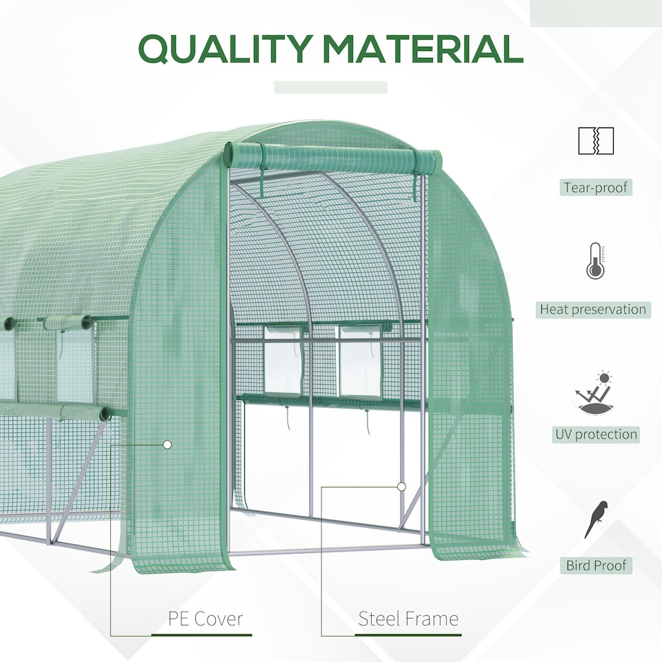 image 1 of Outsunny 3 x 2 x 2m Polytunnel Green House w UV-resistant PE Cover, Green