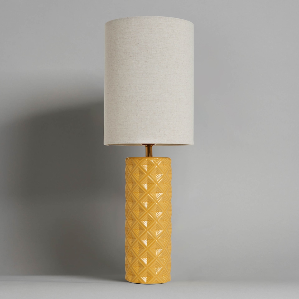 image 1 of BHS Halden Tall Ceramic Table Lamp, Yellow