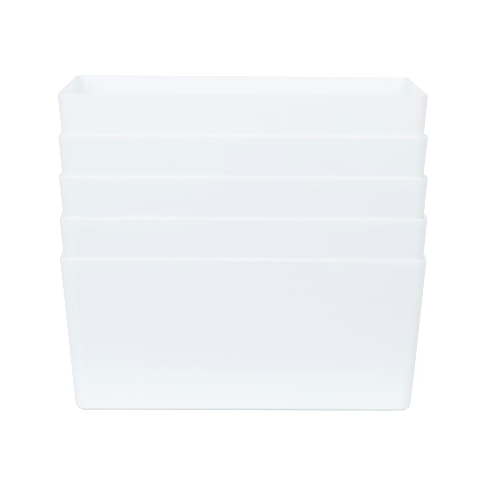 image 1 of Wham Studio 5 x 11.5L Rectangular Plastic Storage Baskets Ice White White