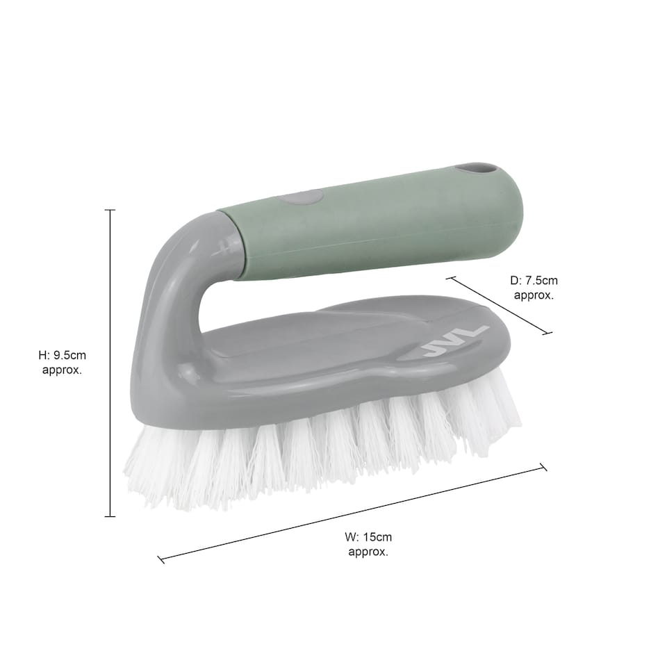 image 1 of JVL Cleaning Caddy Set with Soap Dispensing Dish Brush, Scrubbing Brush, Microfibre Cloth, Microfibre Cleaning Mitt & 3 in 1 Window Squeegee Household Cleaning Kit