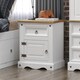 image 1 of Corona Premium Bedside Cabinet - Mexican Pine Design with Dovetail Drawer and Metal Hardware | White | White Wax | One Size | 1
