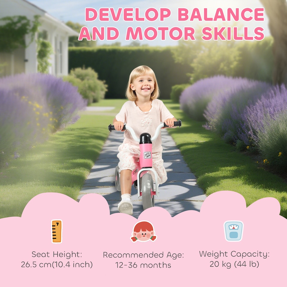 image 1 of AIYAPLAY Baby Balance Bike for 1-3 Years Boys Girls, Toddler Balance Bike with No Pedal, 3 Silence Wheels, Safe Limited Steer, for Indoor Outdoor Riding | Pink