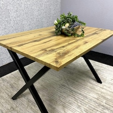 Wooden Dining Table With Metal Legs for Dining, Work, or Study Brown