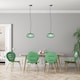 image 6 of Modern Designer Emerald Forest Green Line Ribbed Glass Oval Pendant Lamp Shade | Green