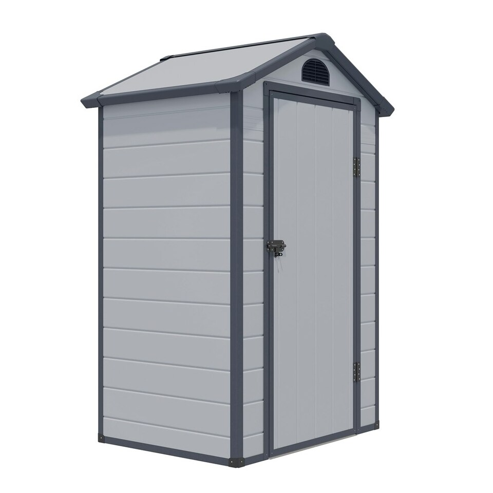 image 1 of 4 x 3 (1.34m x 1.04m) Single Door Apex Plastic Shed - Light Grey