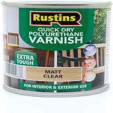 Rustins Quick Drying Polyurethane Varnish Matt Clear 500ml | Clear | Clear | 500ml | 1