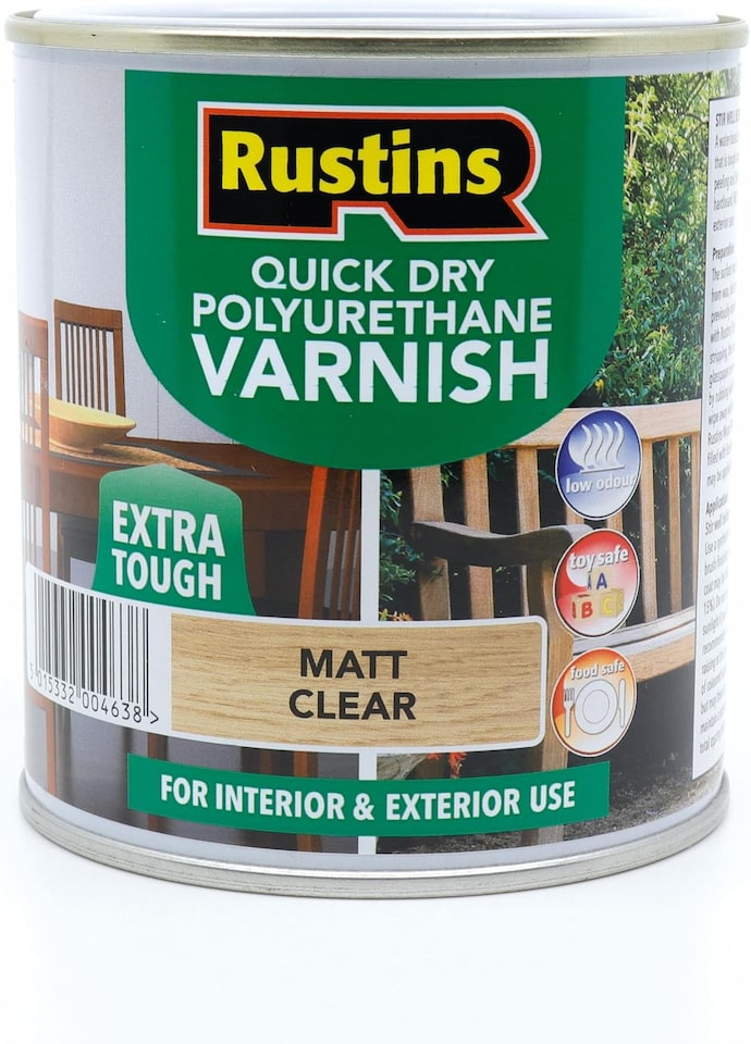 Rustins Quick Drying Polyurethane Varnish Matt Clear 500ml | Clear | Clear | 500ml | 1