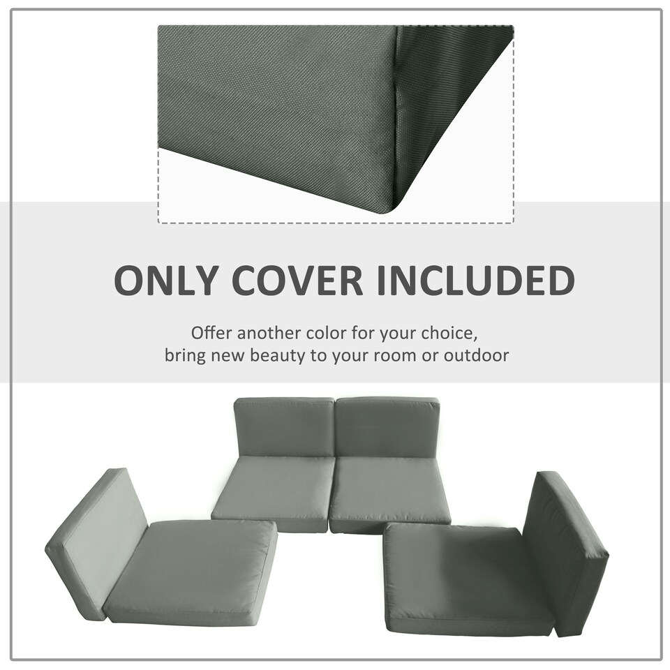 image 1 of Outsunny Cushion Cover Replacement Patio Rattan Furniture Seat Cover Grey Grey