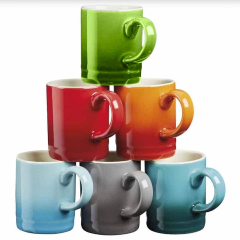 image 1 of Cooks Professional Set of 6 Espresso Cups - Multicoloured Mini Stoneware Mugs 100ml | Multi | 6