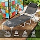 image 3 of Outsunny Folding Sun Lounger with 4-Level Backrest & Headrest, Charcoal Grey 