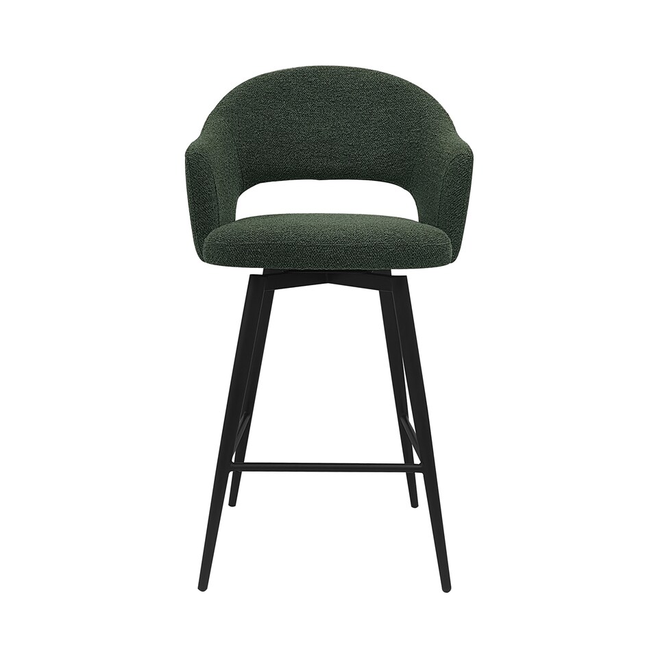image 1 of Bentley Designs - Sterling 180° Return Swivel Barstool With Black Sand Powder Coated Legs - Green Fabric (Single)