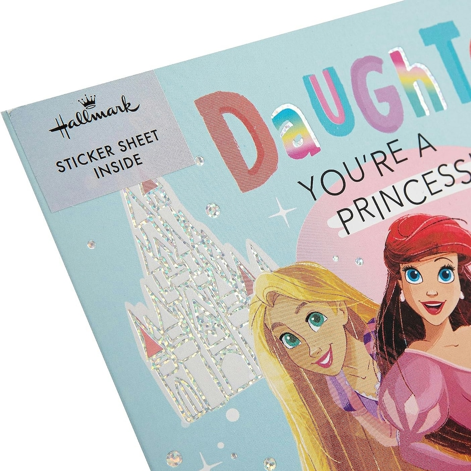 image 1 of Disney Princess Design Daughter Birthday Card with Sticker Sheet