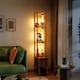image 6 of HOMCOM LED Floor Lamp, Standing Lamp with Shelves and Fabric Drawer, Brown | Brown