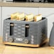 image 2 of HOMCOM 4 Slice Toaster with 7 Browning Levels, High Lift, ReheatDefrostCancel, Self-centring Function, Removable Crumb Tray, Auto Off, 1600W, Grey Water Ripple Texture | Grey | Rose gold accents