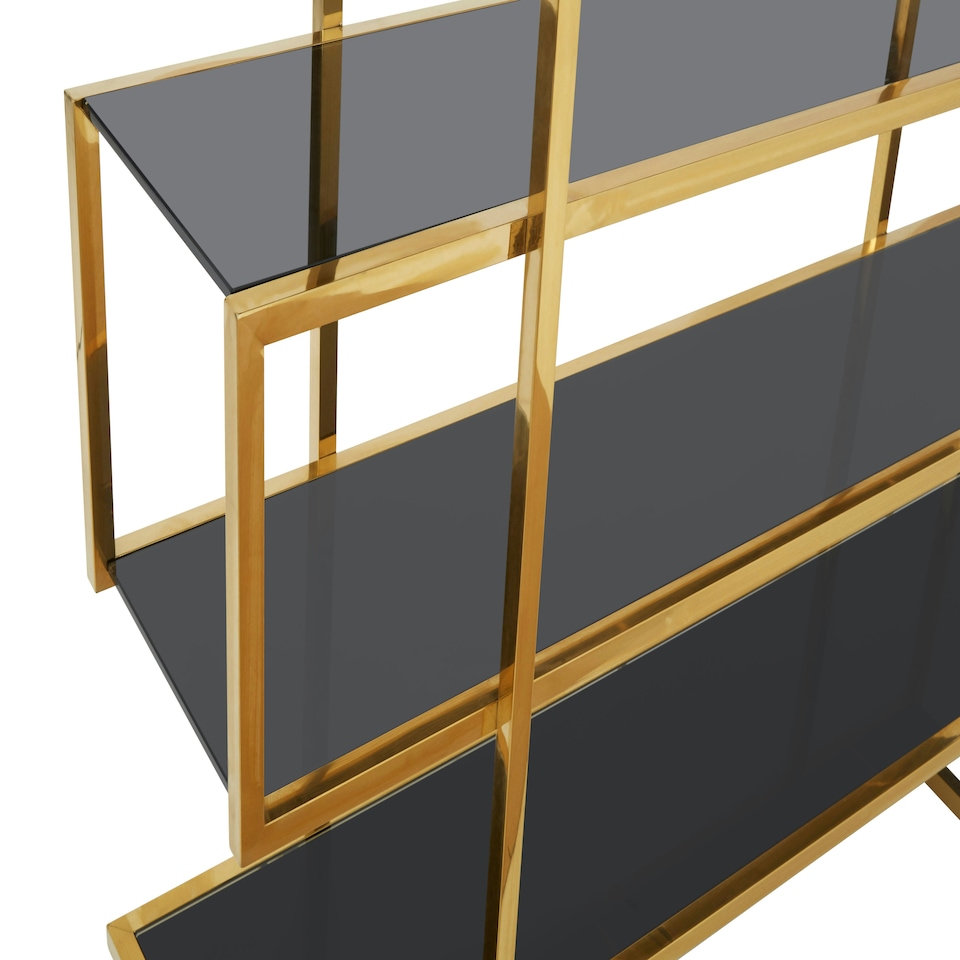 image 1 of Interiors by Premier Modular Maze Design Bookshelf, Contemporary Tall Book Shelf, Easily Maintained Book Storage Shelf For Lounge Gold