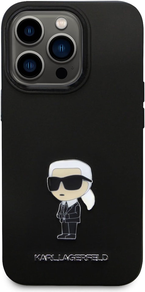 image 1 of Karl Lagerfeld Ikonik Metal Pin Silicone Cover for iphone 15 Pro 6.1 Black - KLHCP15LSMHKNPK