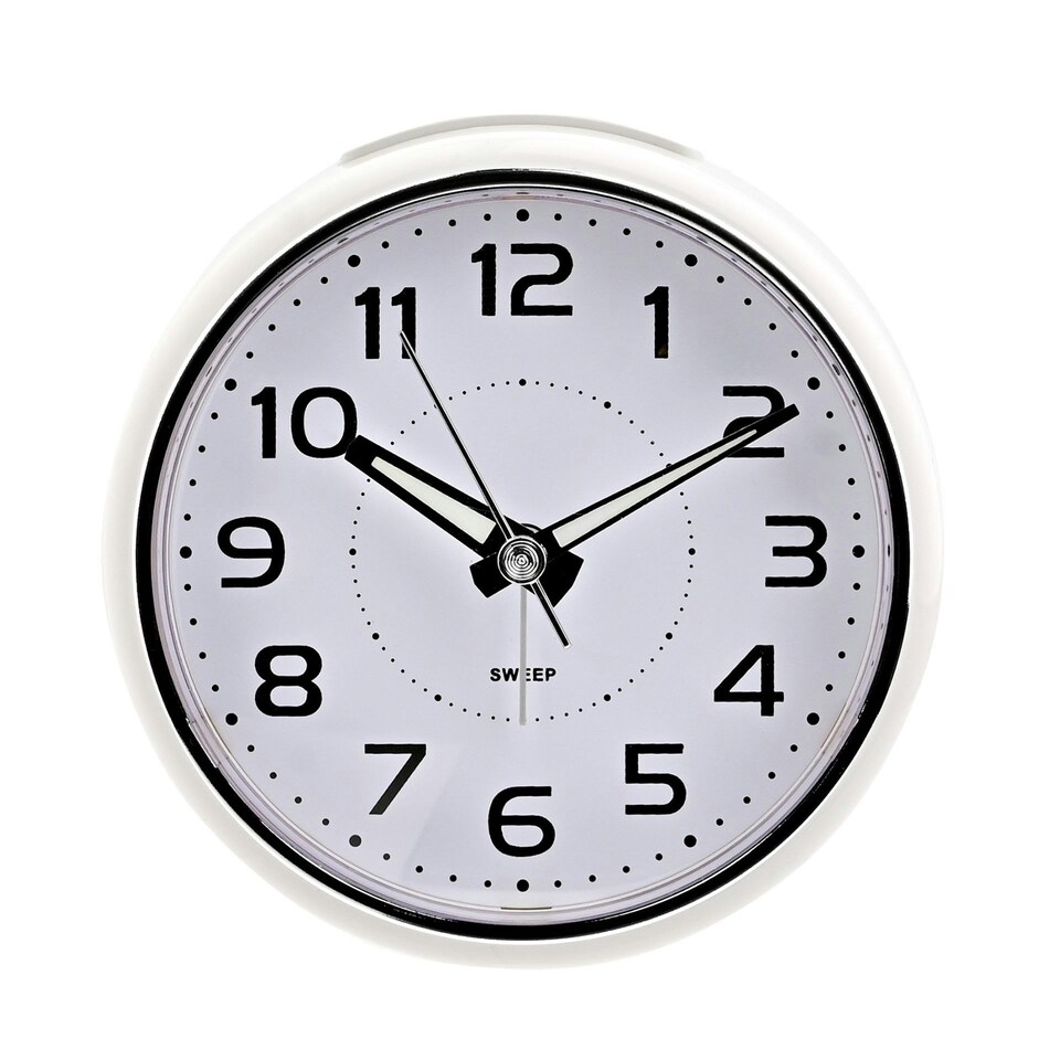 image 1 of Hometime Alarm Clock Round with Illuminated Button - White Case White