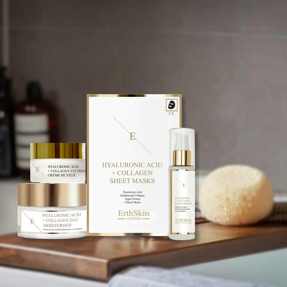 image 1 of Hyaluronic Acid Day Cream 50ml + Hyaluronic Collagen Serum 60ml + Mask - 3 Sheets+Collagen Eye Cream 30ml