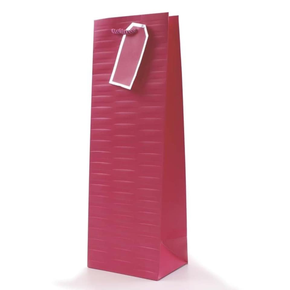 image 1 of Single Embossed Bright Coloured Bottle Gift Bag