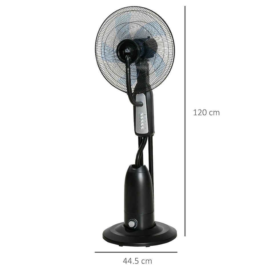 image 1 of HOMCOM 18" Pedestal Fan with Water Mist Spray, Misting Fan, 2.8L Tank Black
