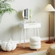 image 10 of HOMCOM Modern Dressing Table w/ 2 Drawers Round Mirror for Bedroom White White