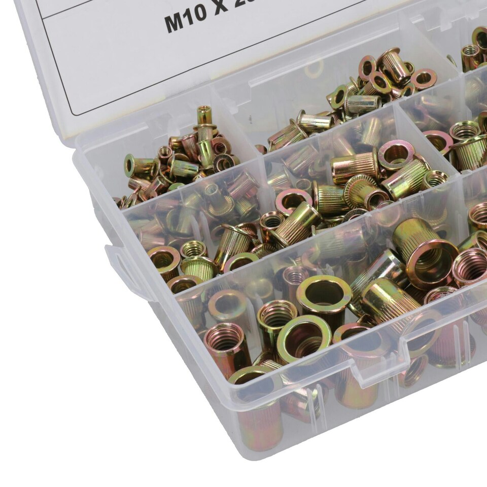 image 1 of Steel Blindnut Fastener Nut Serts Inserts Rivets Assorted Sizes 3 - 12mm 300pc