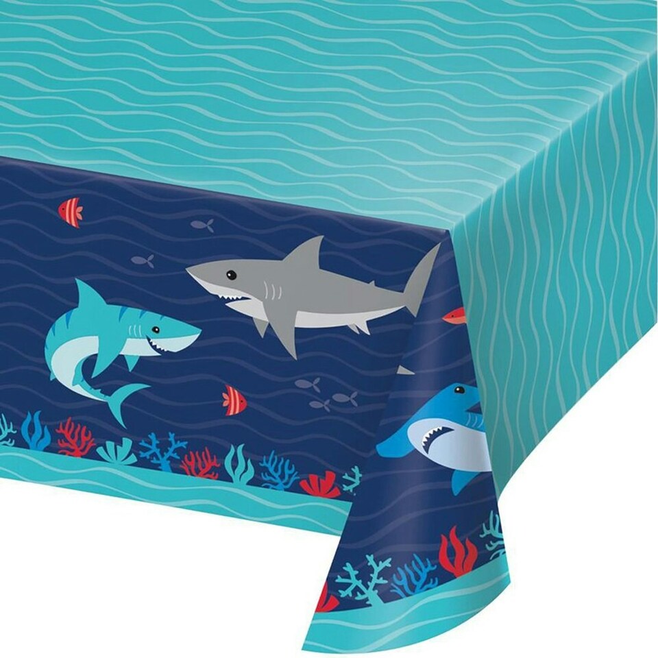 Creative Party Paper Shark Party Table Cover - Blue - One Size