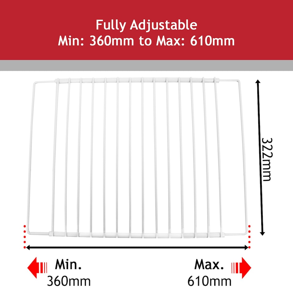 image 1 of SPARES2GO Fridge Shelf for Cookology Freezer Adjustable White Extendable Arms White