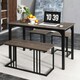 image 9 of COSTWAY 4-Piece Dining Table Set W/ Bench & 2 Stools Grey