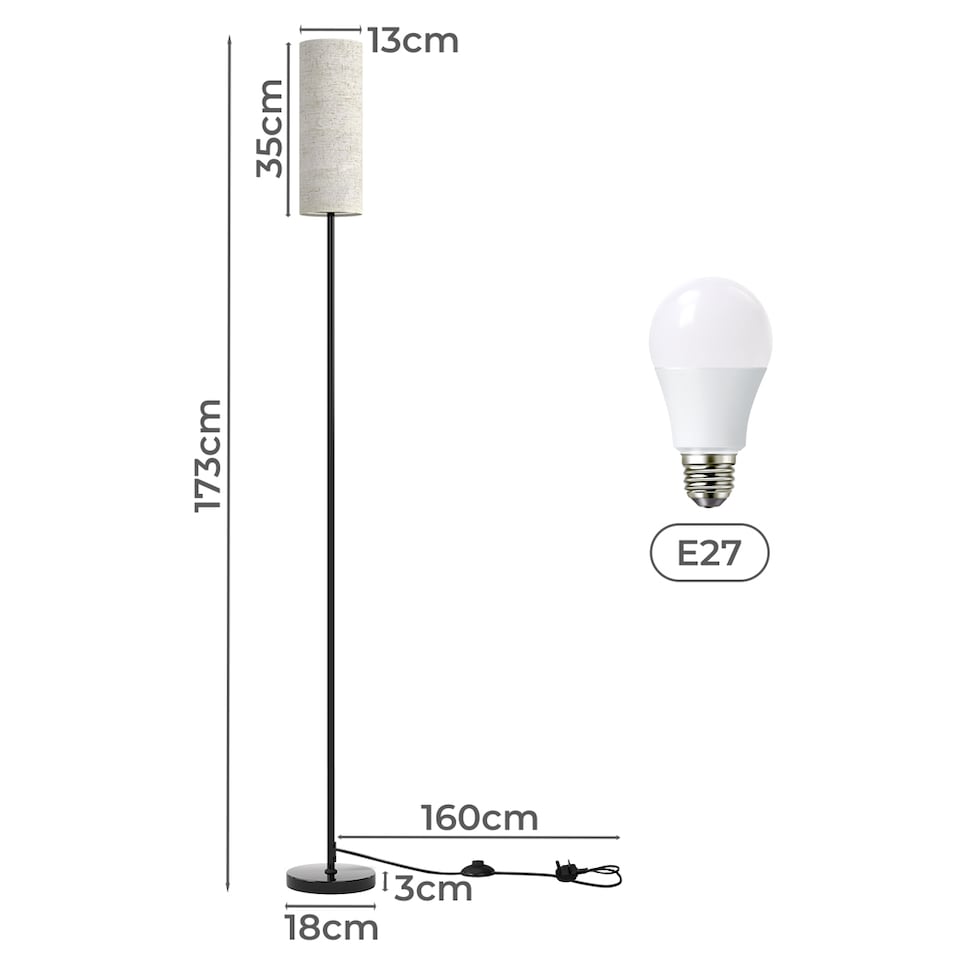 image 1 of Emitto LED Floor Lamp Dimmable with Remote and Foot Switch Bulb Included