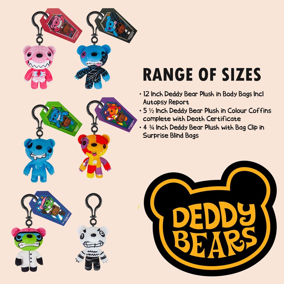 image 1 of vfm-estore Deddy Bears Mystery Bag Soft Toy 15cm x 8cm - Halloween Plush with Bag Clip
