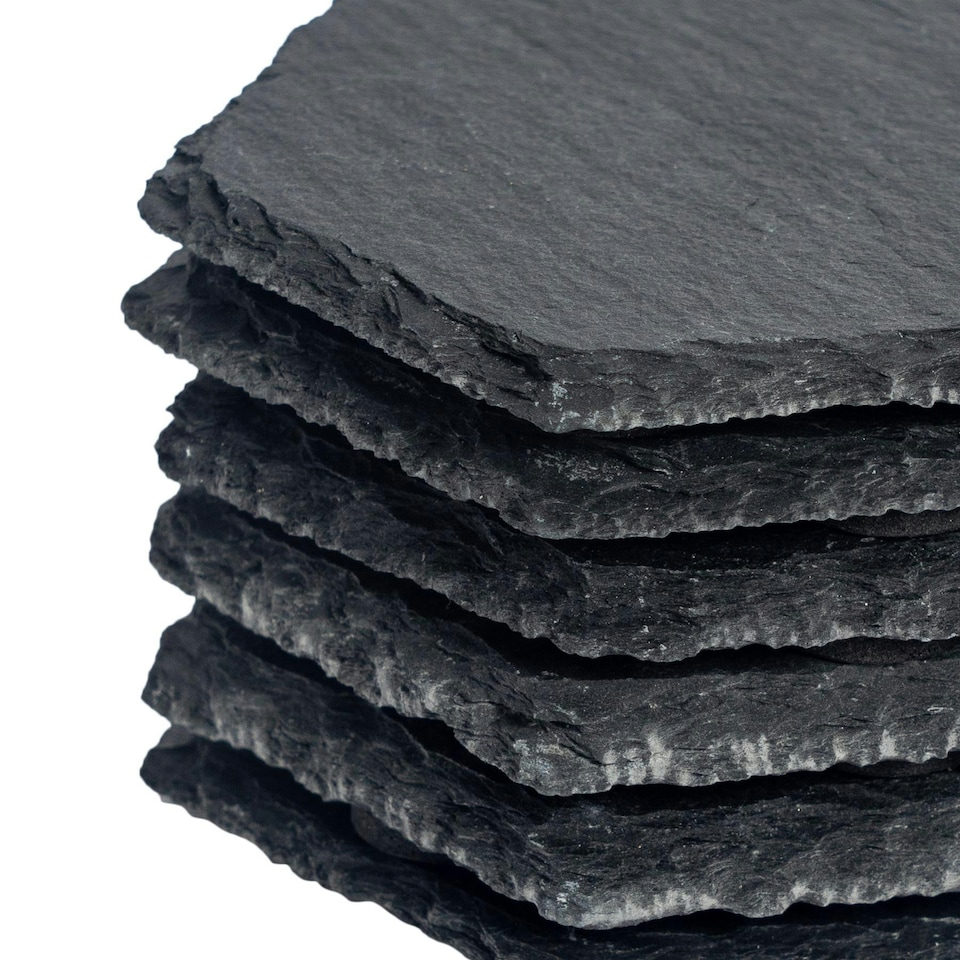 image 1 of Argon Tableware Hexagon Slate Placemats - 30 x 26cm - Pack of 6 Black