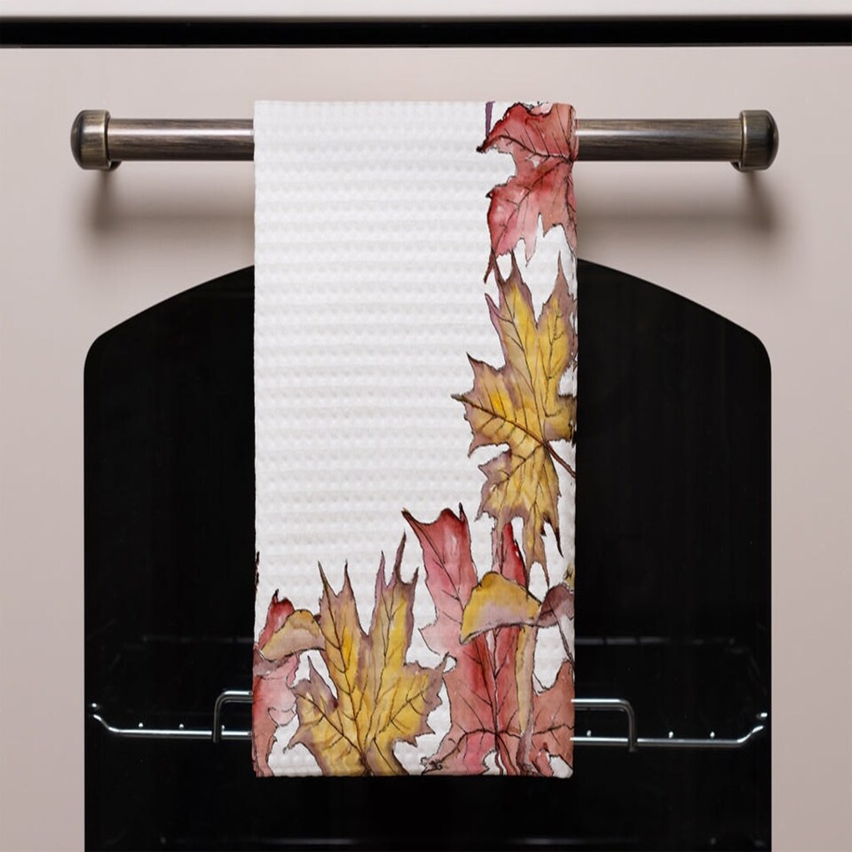 image 1 of Gold & Purple Leaves (Kitchen Towel)