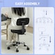 image 6 of HOMCOM Rolling Stool with Backrest, Wheels, Faux Leather Salon Chair Black