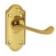 image 4 of PAIR Victorian Scroll Lever on Short Latch Backplate 112 x 48mm Polished Brass