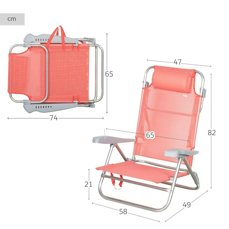 image 1 of Folding Chair Aktive 47 x 82 x 49 cm Flamingo (2 Units) N/A