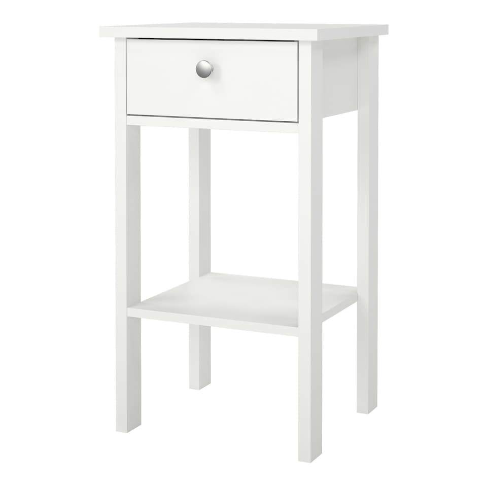 image 1 of Madrid Bedside Table with 1 Drawer in White