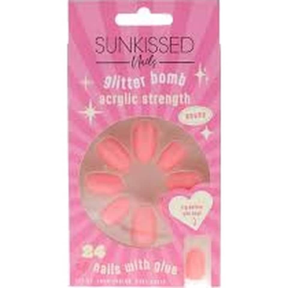Sunkissed Nail Glitter Bomb Acrylic Strengt Round Nail 24 Pieces