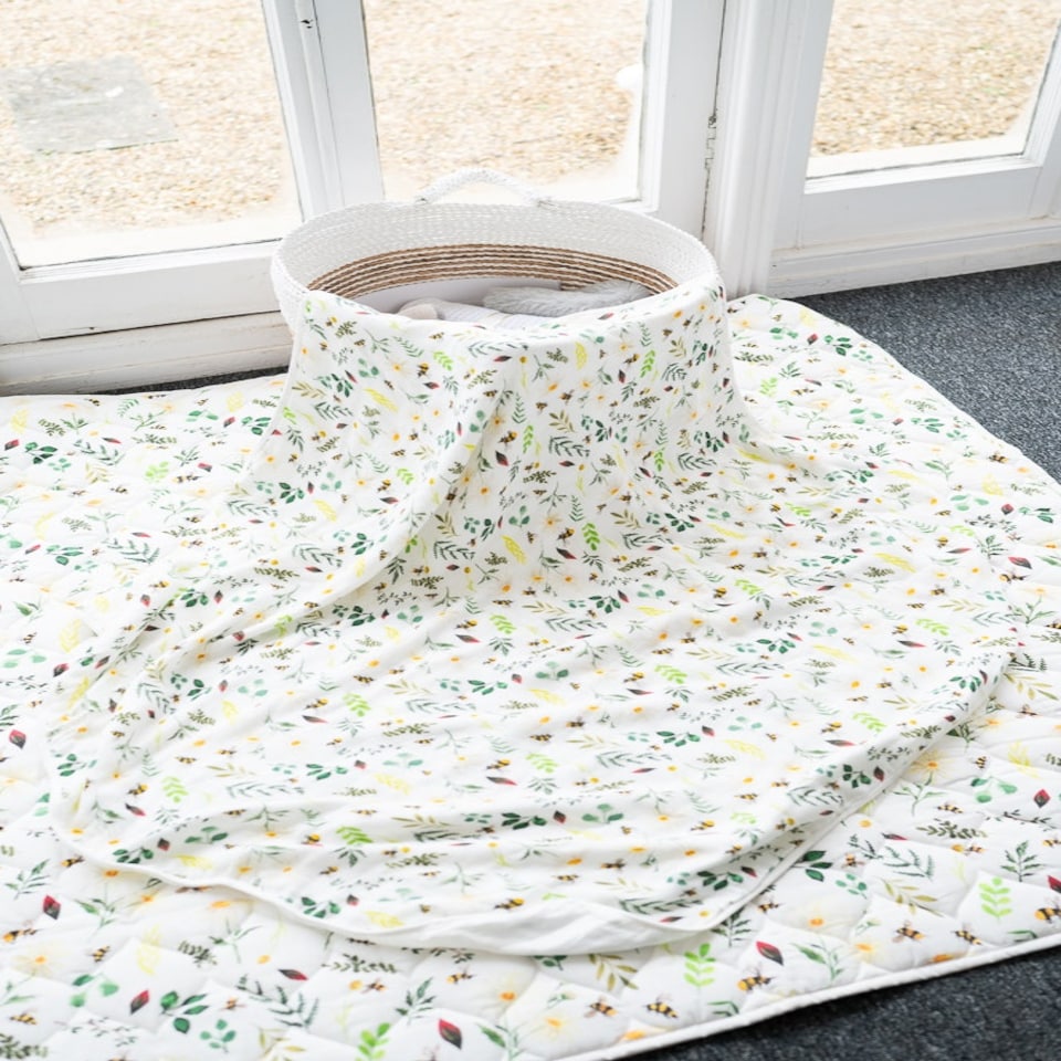 image 1 of The Gilded Bird Wild Bee Bamboo Baby Blanket