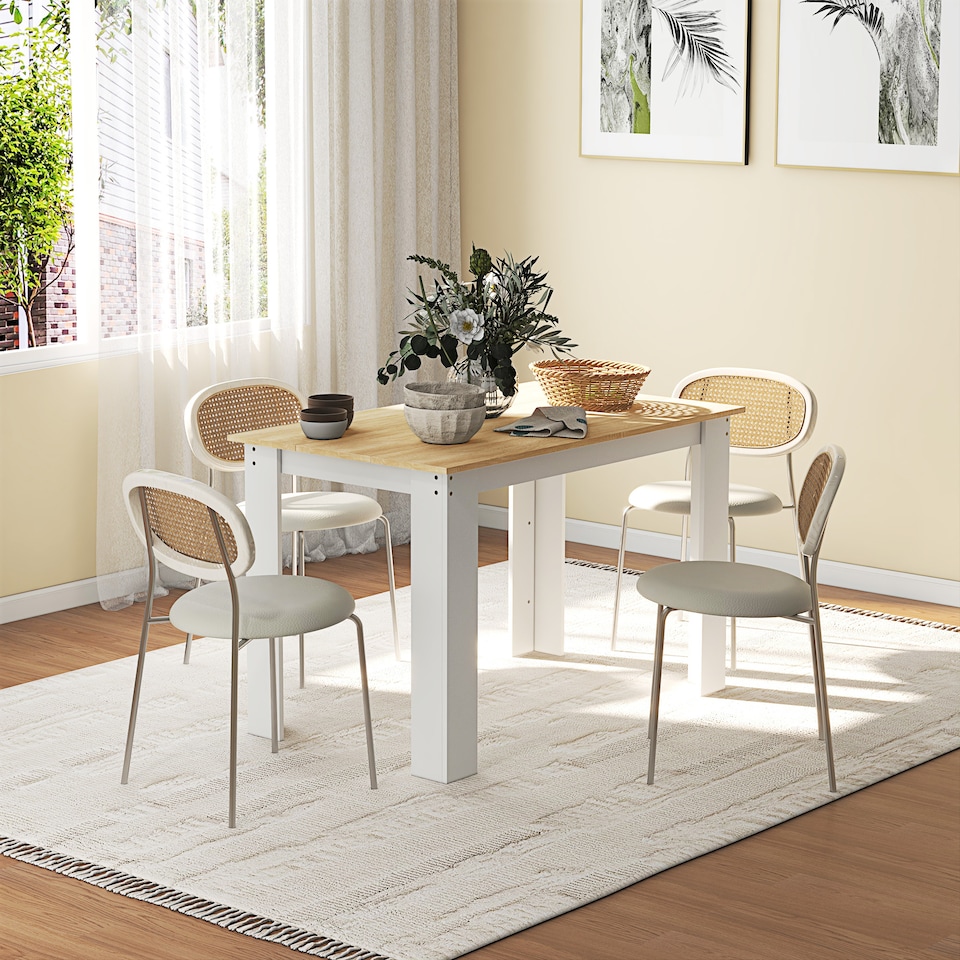 image 1 of HOMCOM Dining Table for 4-6 People, Wood Effect Tabletop
